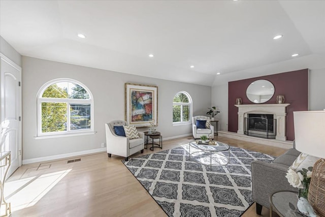 sitting room with light wood-type flooring