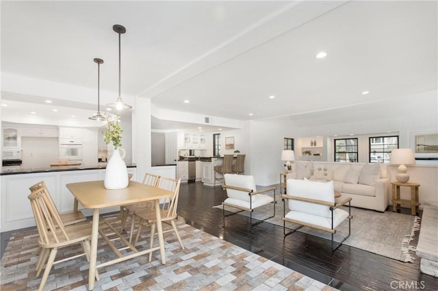 living room with dark wood-type flooring