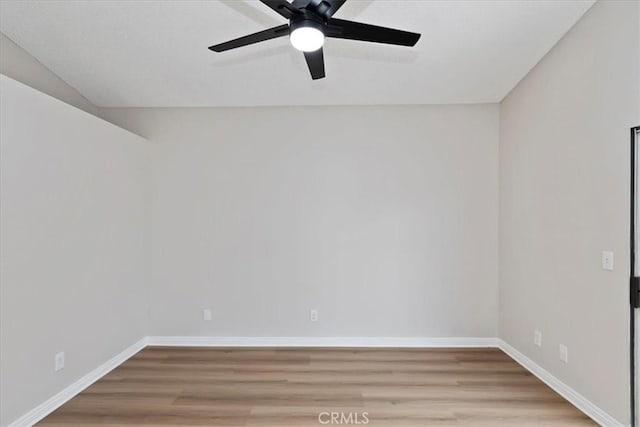 unfurnished room featuring ceiling fan and light hardwood / wood-style flooring