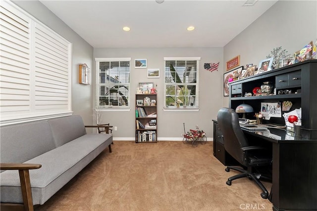 view of carpeted office