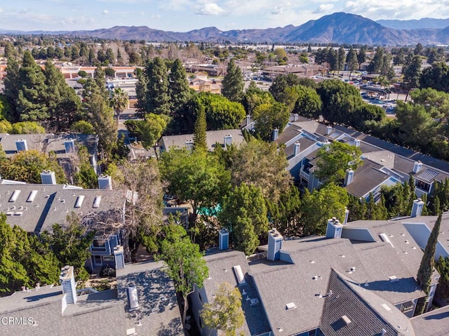 aerial view with a mountain view