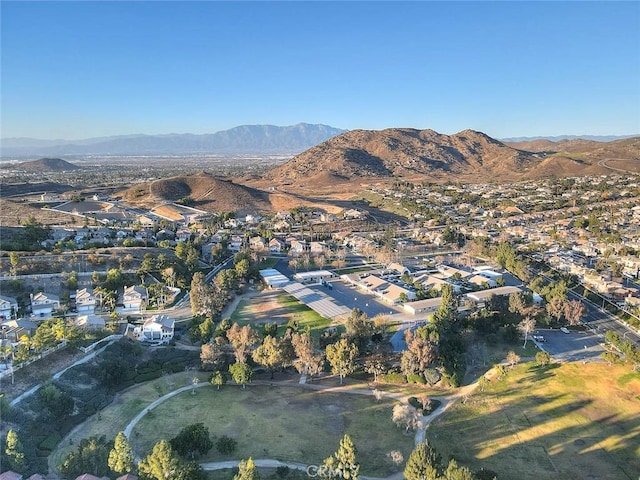 aerial view with a mountain view