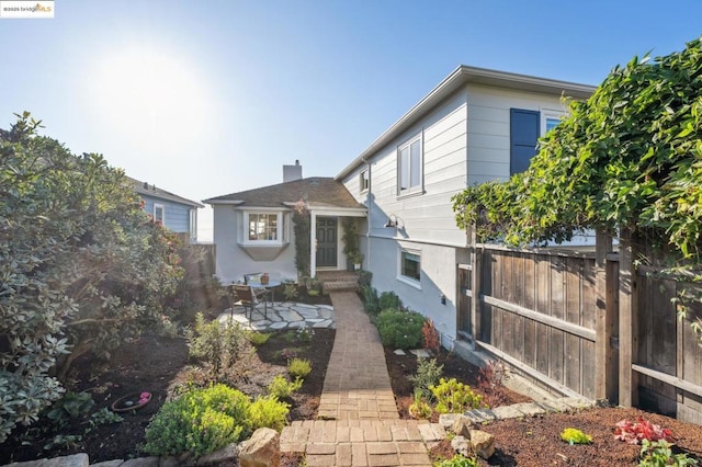 view of front of home with a patio