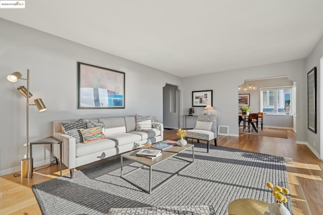 living room featuring hardwood / wood-style flooring