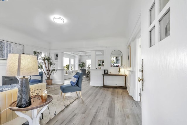 living room featuring light hardwood / wood-style flooring