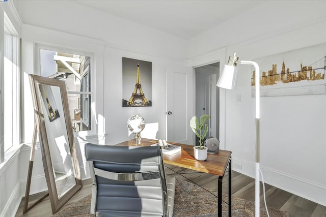 interior space with hardwood / wood-style floors