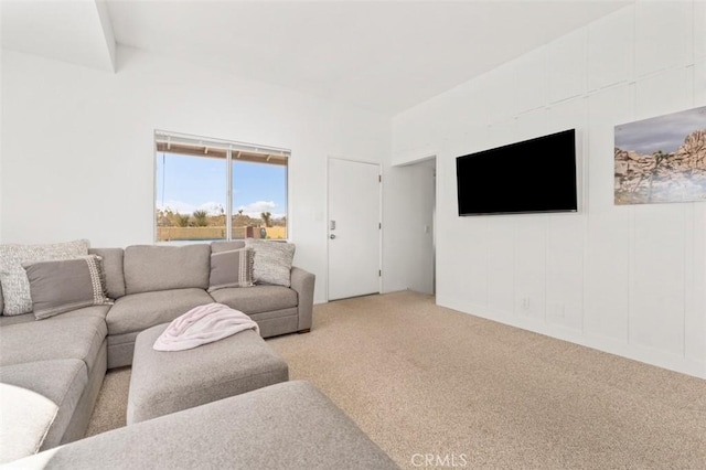 living room with light colored carpet