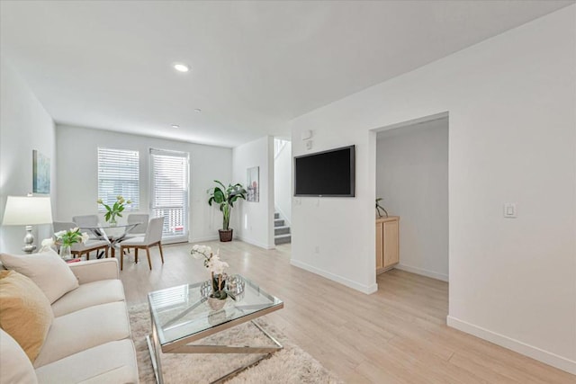 living room featuring light hardwood / wood-style flooring