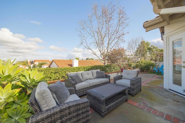 view of patio featuring an outdoor hangout area