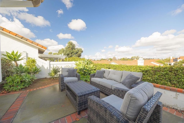 view of patio featuring an outdoor living space