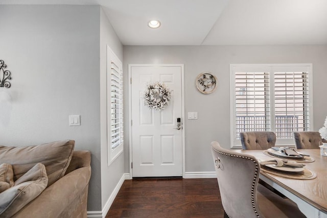 entrance foyer with dark hardwood / wood-style flooring