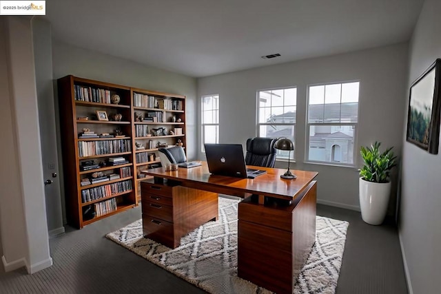 view of carpeted office space