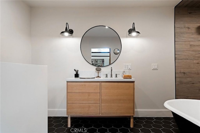 bathroom featuring vanity and a bathing tub