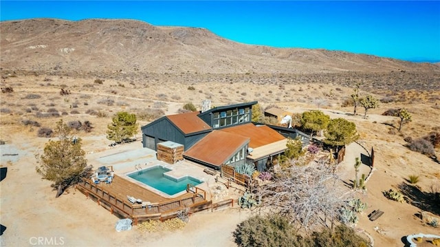 aerial view with a mountain view