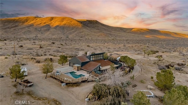 exterior space featuring a mountain view