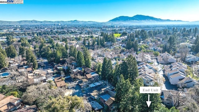 bird's eye view with a mountain view