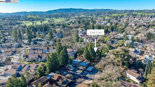 aerial view with a mountain view