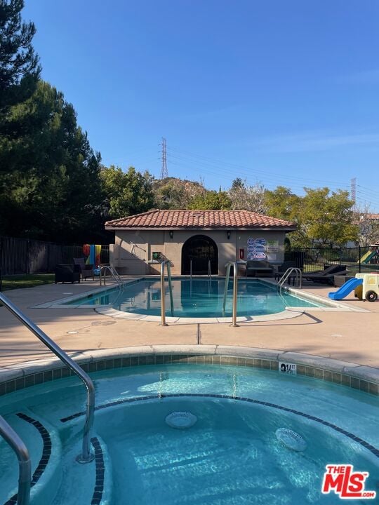 view of pool featuring a community hot tub