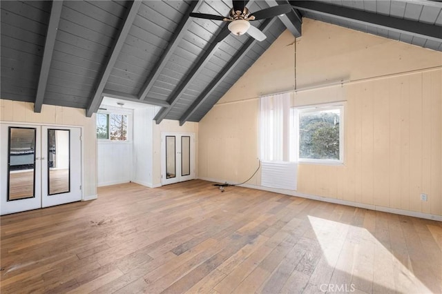 additional living space featuring wood ceiling, wood-type flooring, and a wealth of natural light