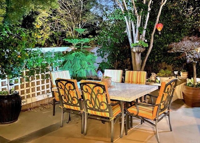 view of patio with outdoor dining area