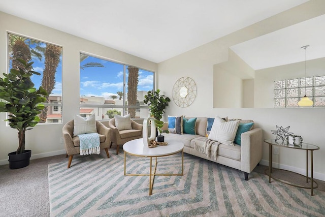 living room with carpet floors and a wealth of natural light