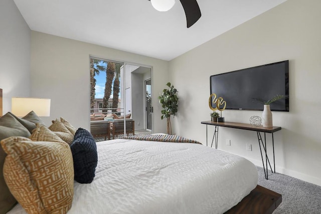 bedroom with carpet flooring and ceiling fan