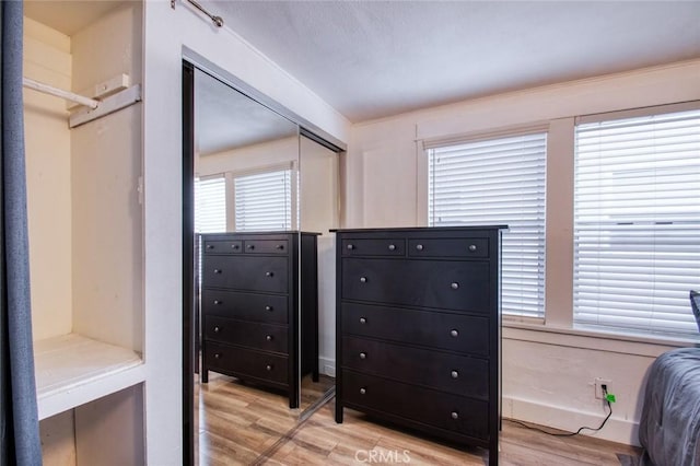 walk in closet with light wood-type flooring