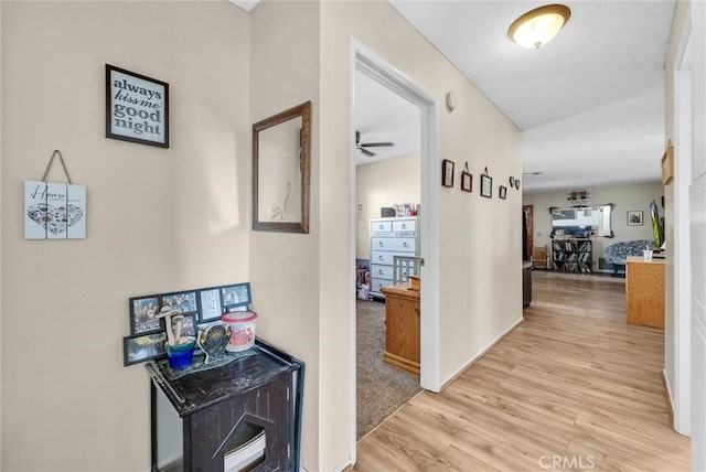 hall with light hardwood / wood-style flooring