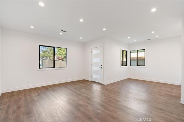 interior space featuring hardwood / wood-style floors and a wealth of natural light