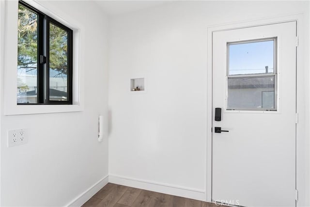 doorway featuring hardwood / wood-style flooring