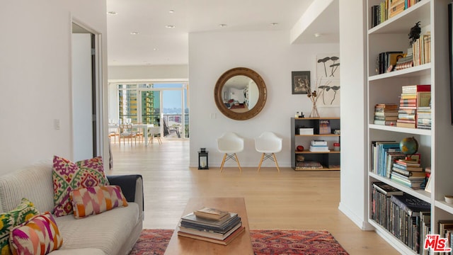 living room with light wood-type flooring