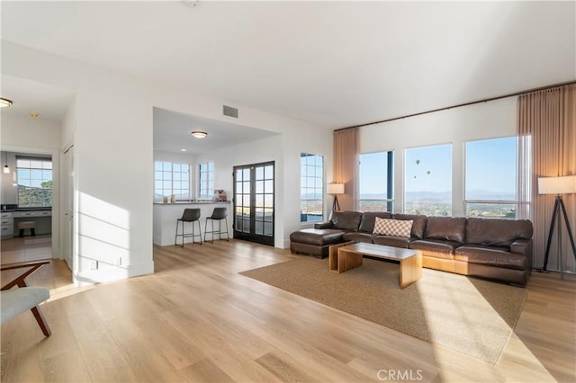 living room featuring light hardwood / wood-style flooring