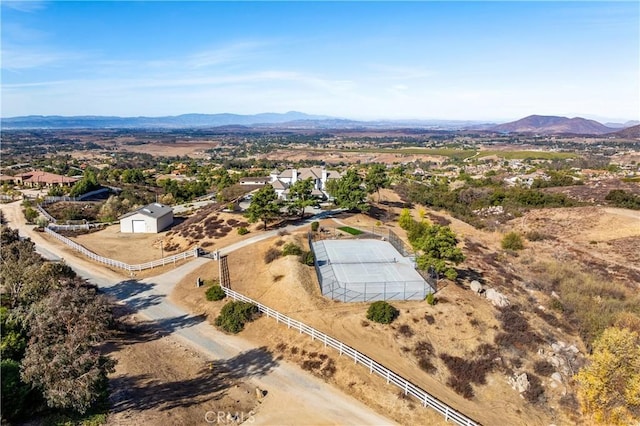 bird's eye view with a mountain view