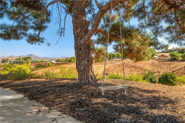 view of yard with a mountain view