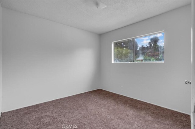 unfurnished room with carpet floors and a textured ceiling