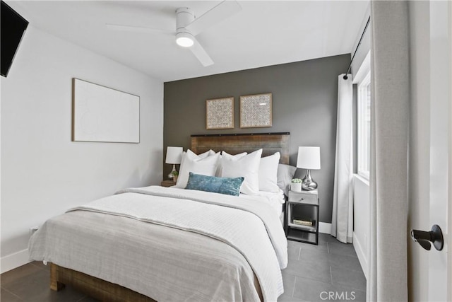 bedroom featuring ceiling fan