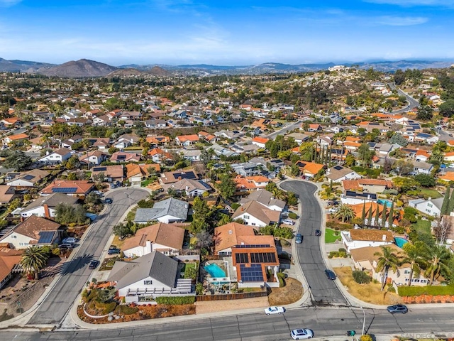 drone / aerial view with a mountain view