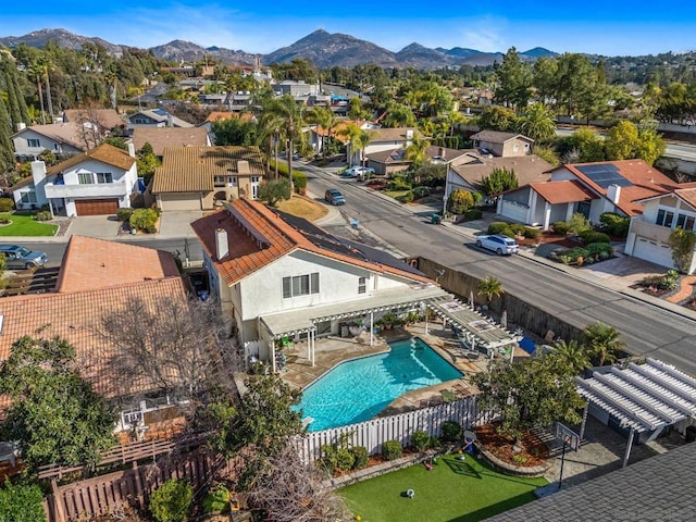 bird's eye view with a mountain view