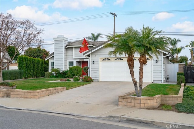 view of front of home with a garage and a front yard