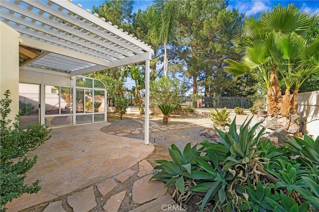 view of patio / terrace featuring a pergola