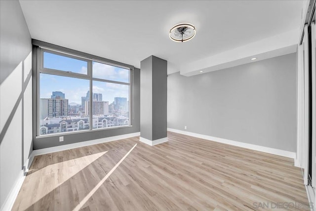 unfurnished living room with light wood-type flooring