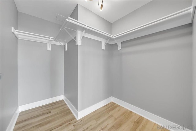 spacious closet with hardwood / wood-style flooring