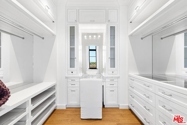 walk in closet featuring light hardwood / wood-style floors