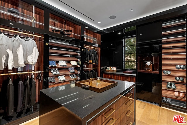 walk in closet featuring light hardwood / wood-style floors