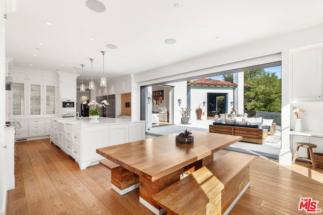 dining area featuring light hardwood / wood-style flooring