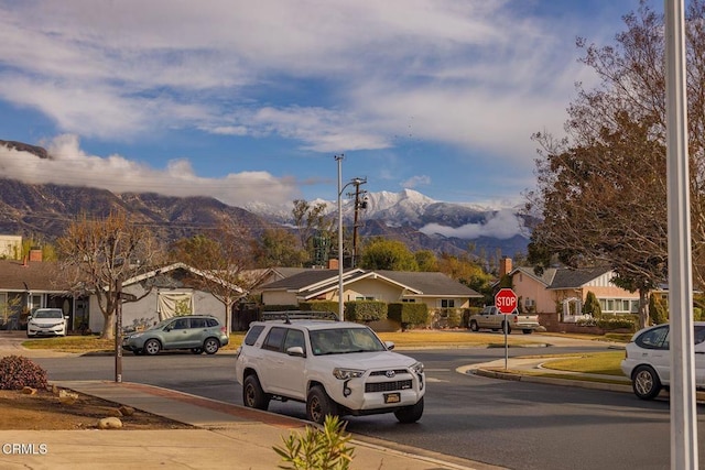 view of road with a mountain view