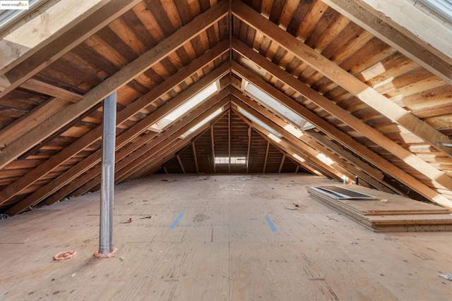 view of unfinished attic