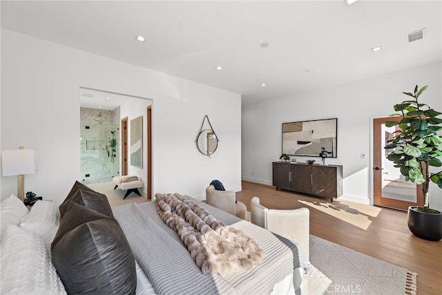 living room with light hardwood / wood-style flooring