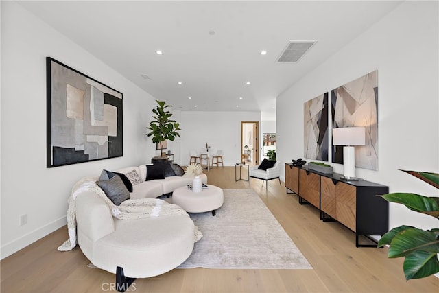 living room with light wood-type flooring