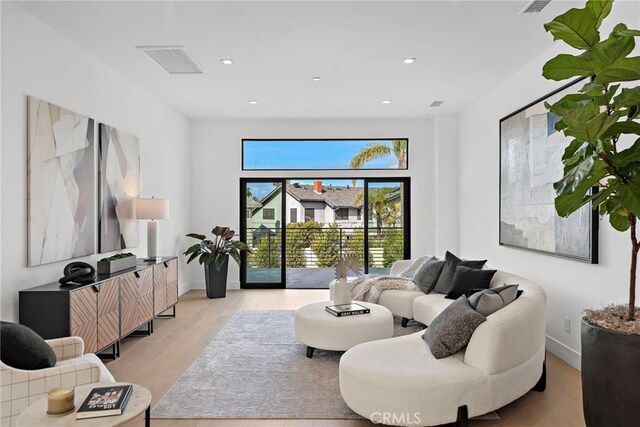 living room featuring light hardwood / wood-style floors